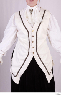  Photos Woman in Historical Dress 75 17th century Historical clothing upper body white gold shirt with decoration 0001.jpg